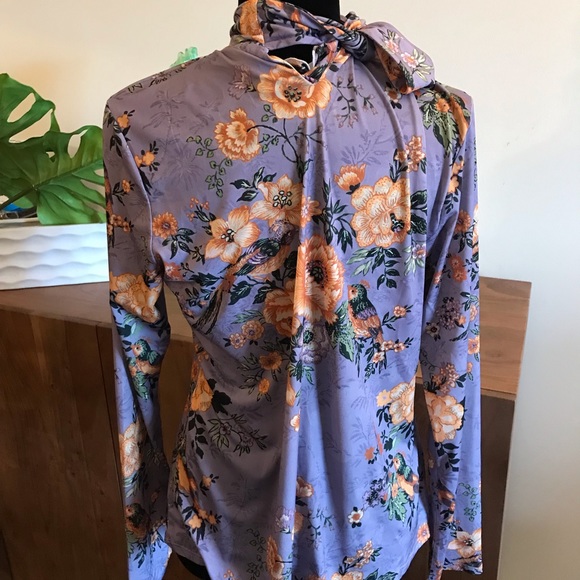Zara Purple Flower Print Top - Picture 5 of 12